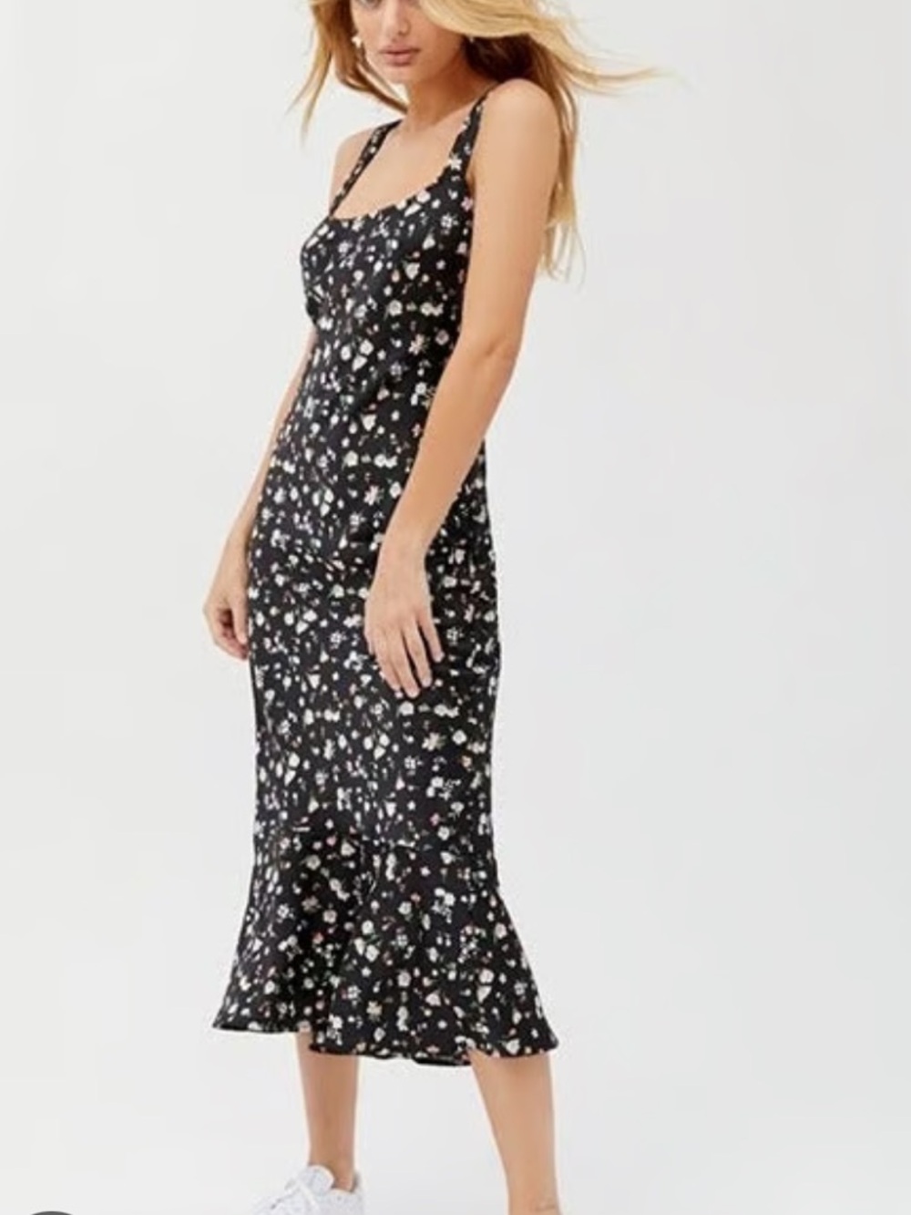 Urban Outfitters Andorra Floral Ruffle Hem Dress